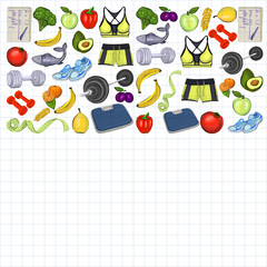 Healthy lifestyle icons Doodle style images