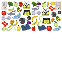 Healthy lifestyle icons Doodle style images