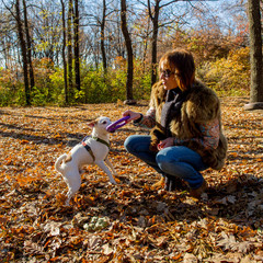 Fototapeta premium portrait of a woman with a dog