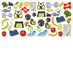 Healthy lifestyle icons Doodle style images