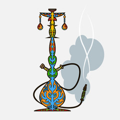 Multicolor oriental design hookah vector illustration