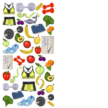 Healthy lifestyle icons Doodle style images