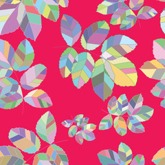 Retro pattern of geometric leaf shapes. Colorful mosaic banner