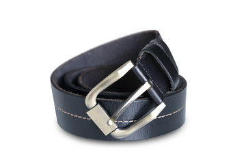 black leather belt isolated