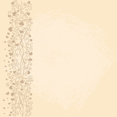 Tender, romantic Saint Valentine Day background with hearts and curves, vintage style.Template for wedding cards. Vector
