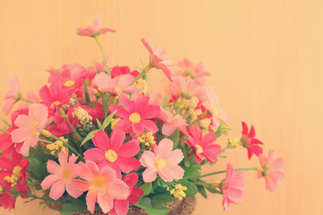 Colorful flowers with soft blur in the pastel vintage retro tone