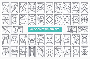 Set of hipster vector geometric shapes. Rectangle abstract. Shapes made using line, triangles, rectangle, and other polygons. You can use it for design icons, logos masks and overlaying on photos.