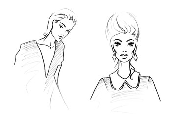 Fashion Sketch of Two Beautiful Woman