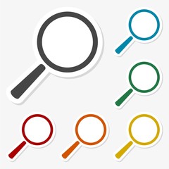 Multicolored paper stickers - Magnifying glass