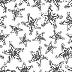 Fototapeta premium Doodled seamless vector pattern from flowers. Endless vector background nature theme. Hand drawn floral abstract pattern