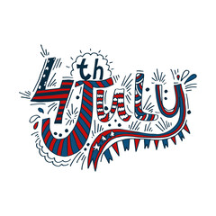 Quote for 4th july american independence day in hand drawn techn