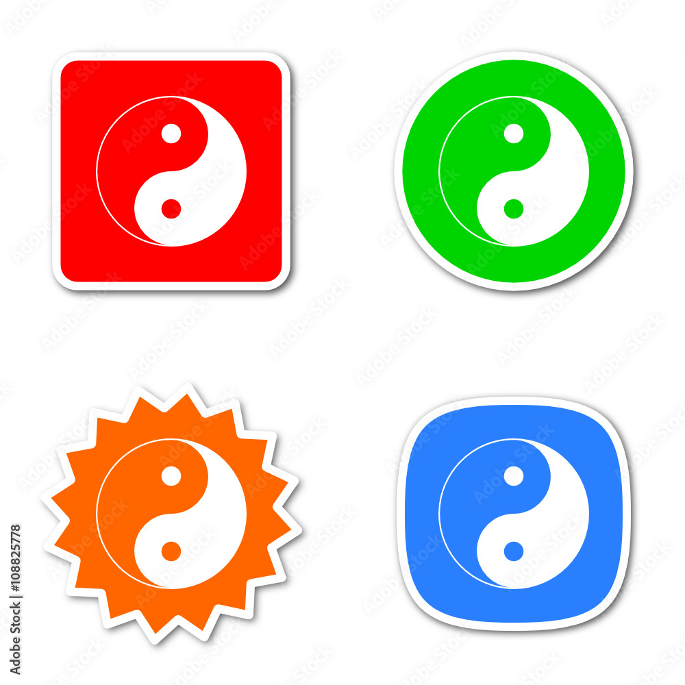 Poster ying yang colored vector icons set