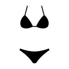 Two piece bikini panties & bikini bra swimsuit flat icon for apps and websites - obrazy, fototapety, plakaty