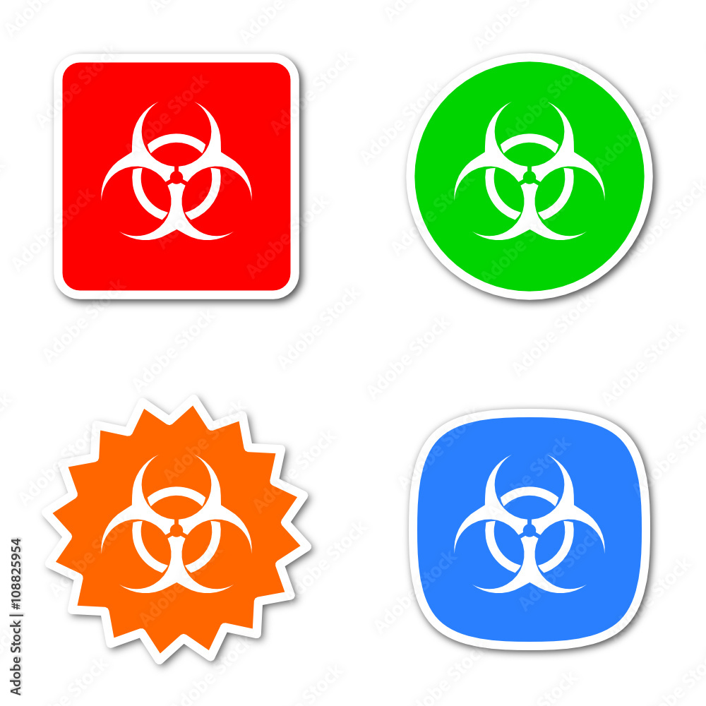 Poster biohazard simple red web internet icon set flat design sticker tag