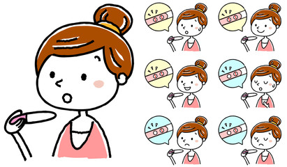 イラスト素材：女性　妊娠検査　判定　バリエーション