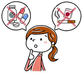 イラスト素材：妊婦　出産　準備　薬　タバコ　禁止