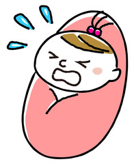 Obraz premium イラスト素材：赤ん坊 赤ちゃん