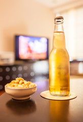 Bottle of beer in a home settings.
