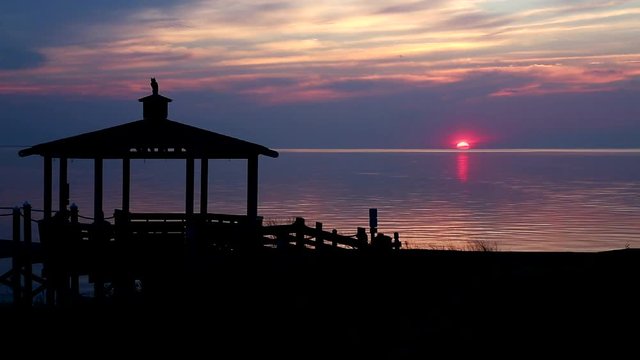 Sunset with calm waters in the Outer Banks