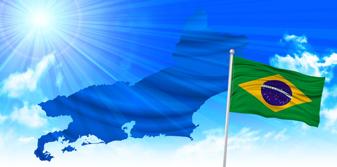 リオデジャネイロ　ブラジル　 国旗　背景