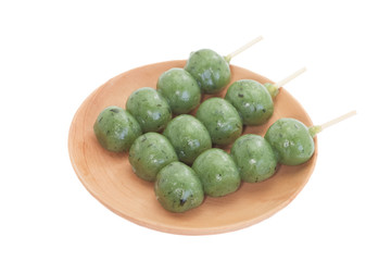 Japanese confectionery, kusa dango, mugwort-flavored rice dumpling