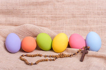 Easter eggs on cotton fabric