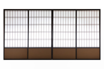 Japanese wood slid door isolated on white background