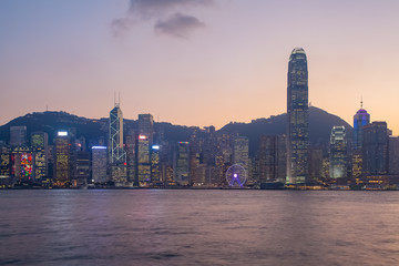 Fototapeta na wymiar Panorama view of Hongkong island building in twilight time