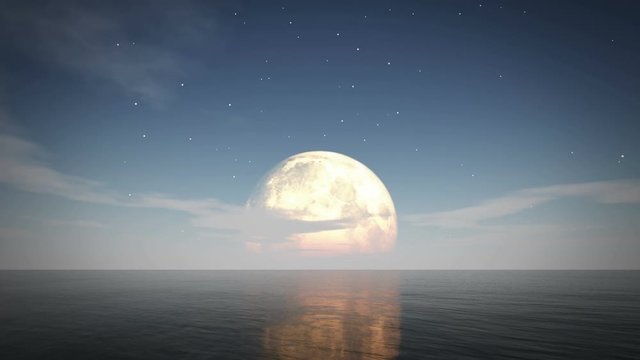 moon night sea 4k