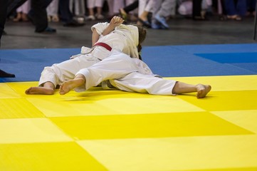 Girls compete in Judo