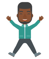 Man making snow angel.