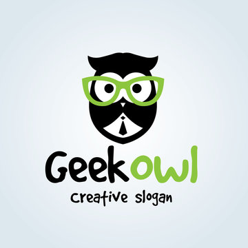 owl logo.cute animal logo.