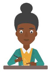 Woman using three D pen.