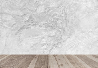 wood floors and white modern concrete wall