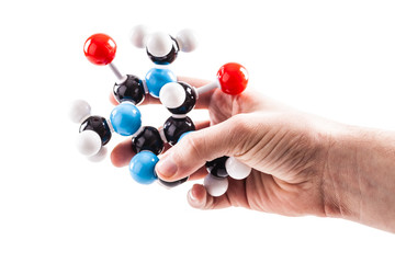 holding a caffeine chemical molecular structure