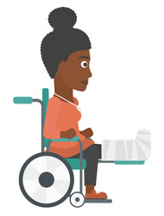 Patient sitting in wheelchair.