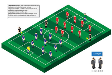 football team formation model with grass field for infographic