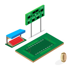 Isometric soccer football watching online concept. stadium seat