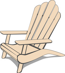 Beige Adirondack Beach chair. Vector illustration.