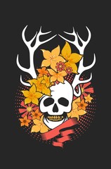 skull in flowers