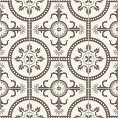 Geometric seamless  pattern  white Turkish, Moroccan, Portuguese  tiles, Azulejo, Arabic ornament. Islamic art.  The sepia colors