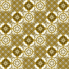 Stylish seamless pattern patchwork mix of  Moroccan tiles in trendy shades of brown.