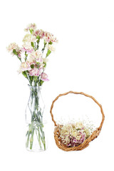 wicker basket and flower vase
