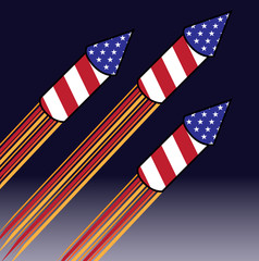 Fototapeta premium three rocket fireworks vector