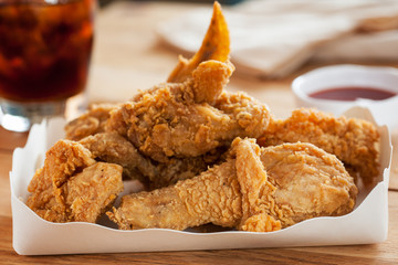 fried chicken in paper box