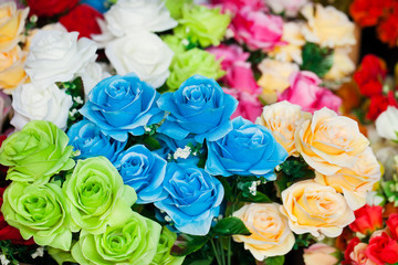 colorful artificial rose branch