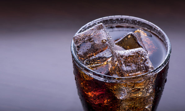 Close up on a soft drink with ice