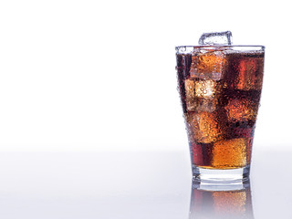 Cold refreshing soft drink with ice