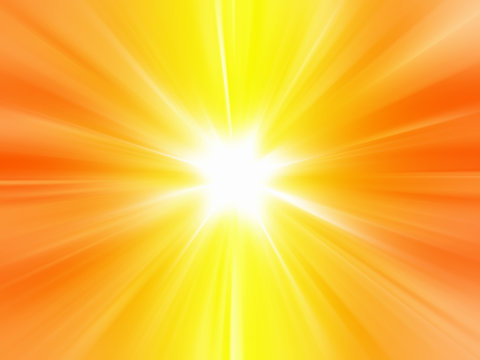 Orange sunbeam burst of light