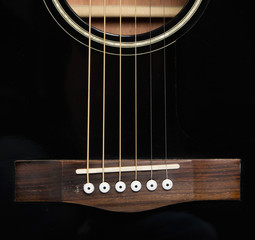 Obraz premium Detail of an acoustic black guitar